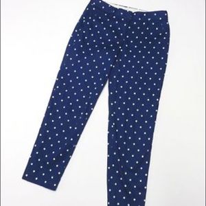 J Crew Blue Polka Dot Ankle Pants